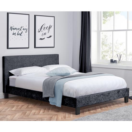 Read more about Berlin fabric small double bed in black crushed velvet