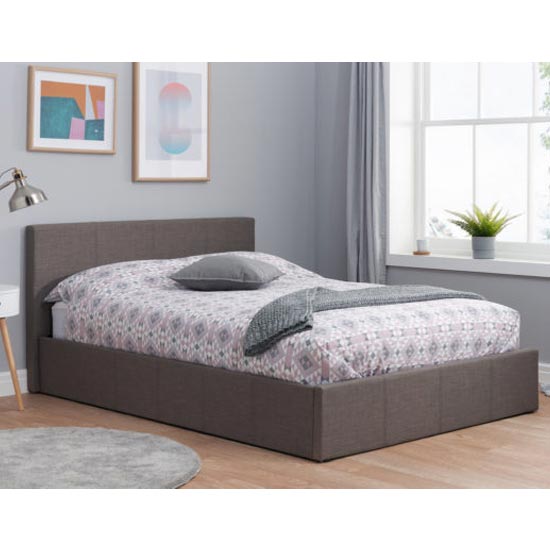 Product photograph of Berlin Fabric Ottoman Double Bed In Grey from Furniture in Fashion