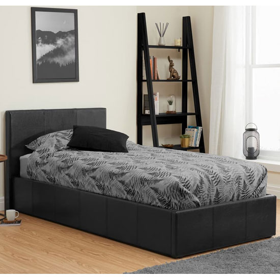 Read more about Berlin fabric ottoman small double bed in black