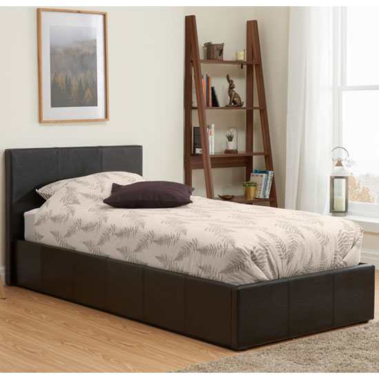 Read more about Berlin fabric ottoman small double bed in brown