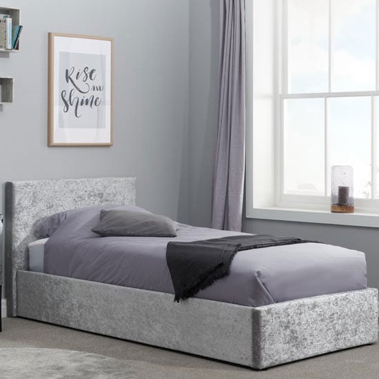 Read more about Berlin fabric ottoman small double bed in steel crushed velvet