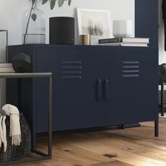 Product photograph of Berlin Metal Storage Cabinet Wide In 2 Doors In Navy from Furniture in Fashion