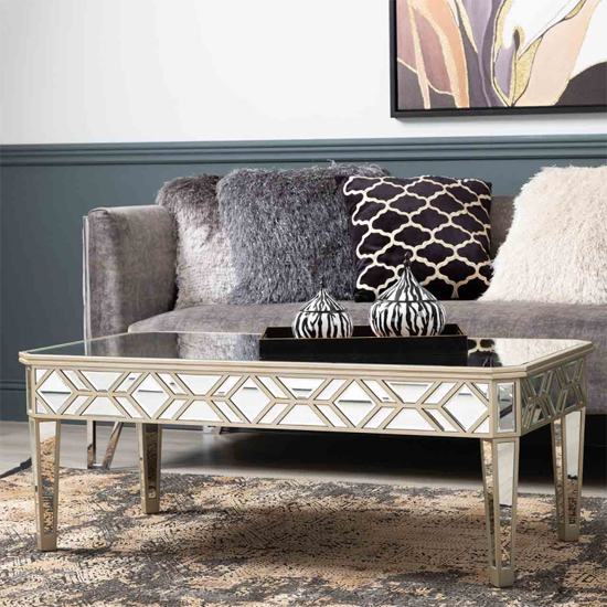 Product photograph of Berlin Mirrored Coffee Table Rectangular In Champagne from Furniture in Fashion