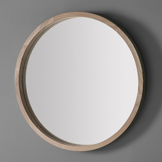 Product photograph of Berlin Round Small Wall Mirror In Oak from Furniture in Fashion