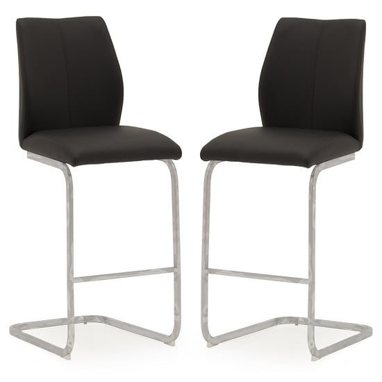 Product photograph of Samara Bar Chair In Black Faux Leather And Chrome Legs In A Pair from Furniture in Fashion