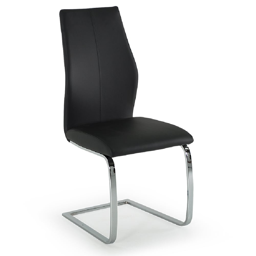 Read more about Bernie leather dining chair with chrome legs in black