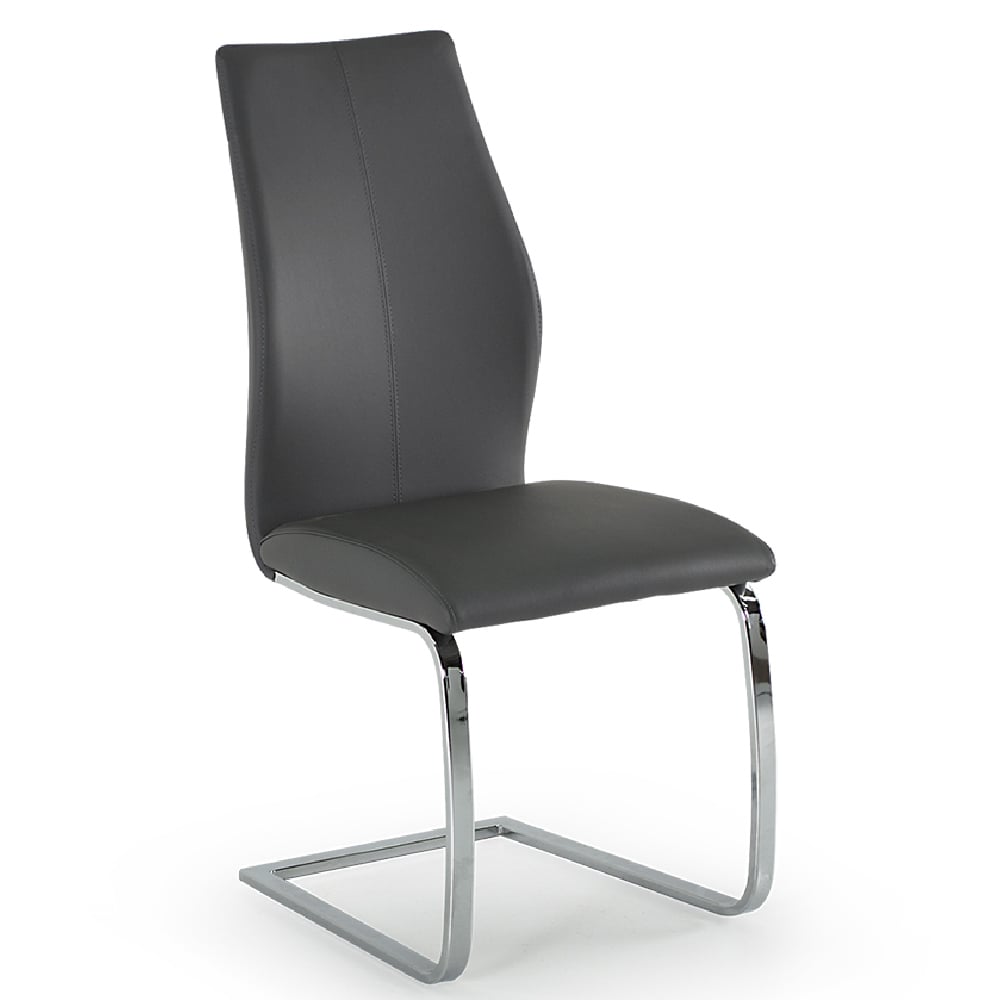 Read more about Bernie leather dining chair with chrome legs in grey