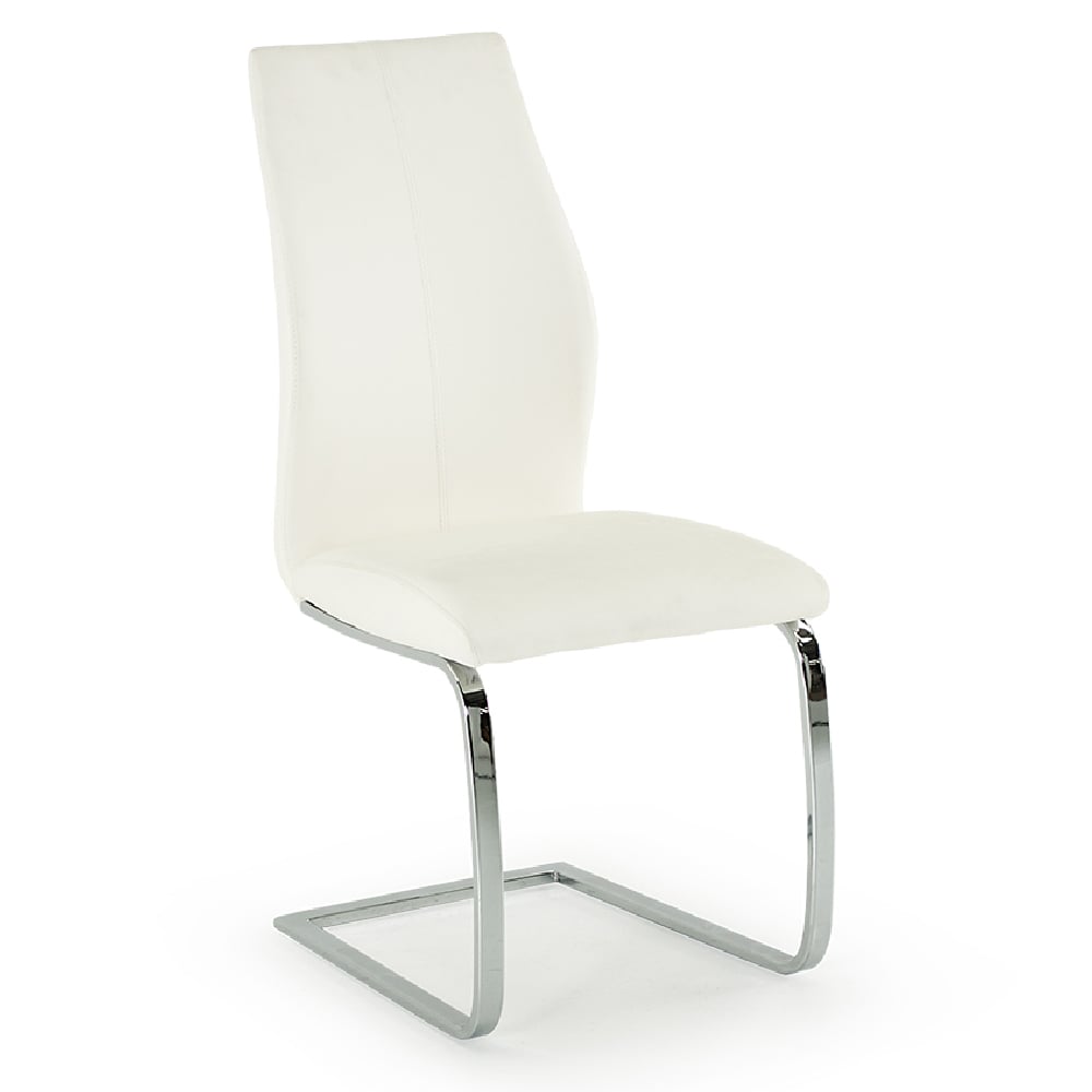 Read more about Bernie leather dining chair with chrome legs in white