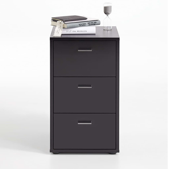 Product photograph of Berny Wooden Bedside Cabinet With 3 Drawers In Black from Furniture in Fashion