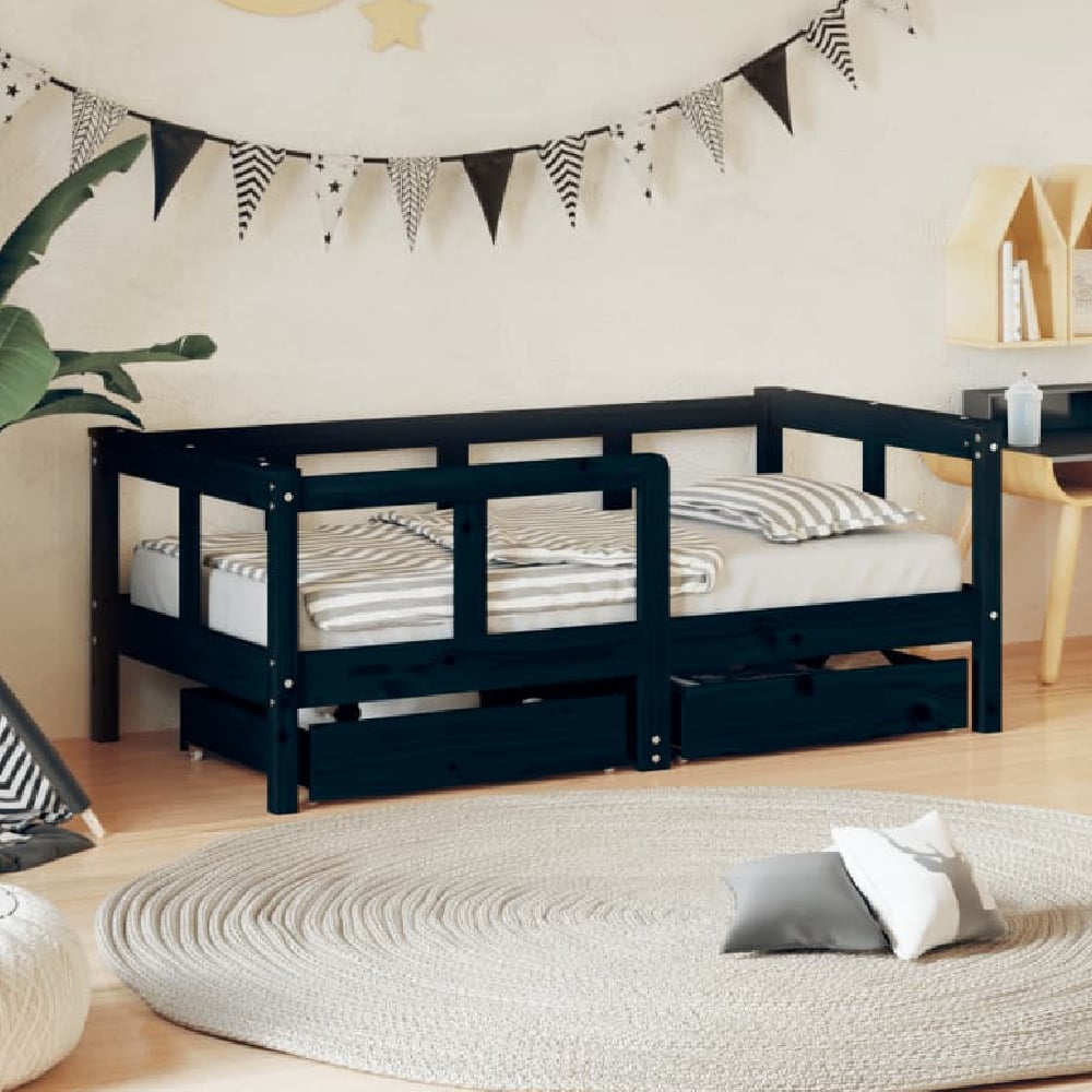 berwyn 70x140cm wooden children daybed in black