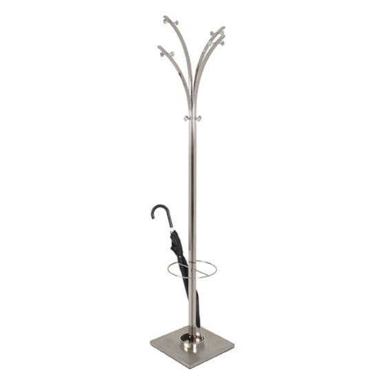 Product photograph of Berwyn Metal Coat Stand In Stainless Steel Look from Furniture in Fashion