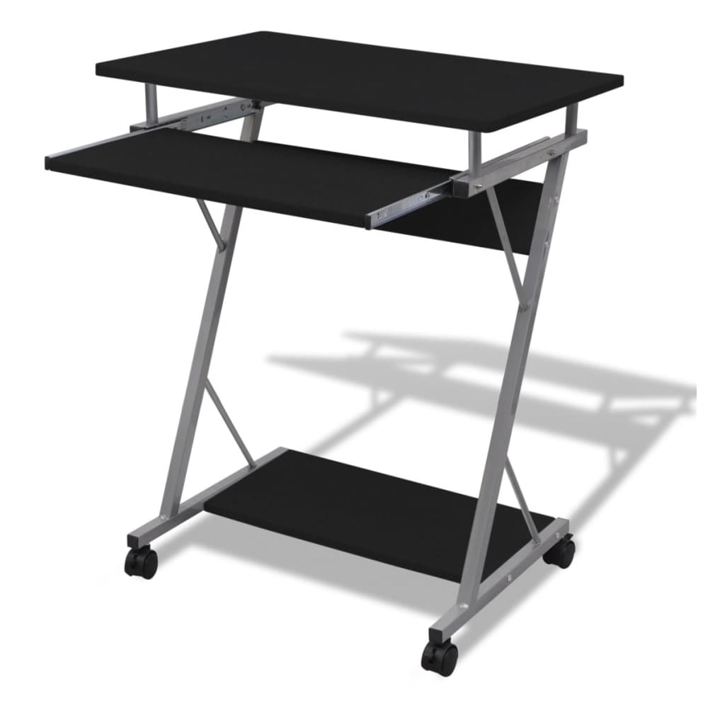 berwyn wooden laptop desk with 2 shelves in black