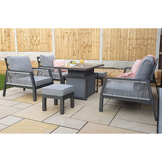 Bessie 7 Seater Sofa Set With Gas Lift Table In Grey | Furniture in Fashion