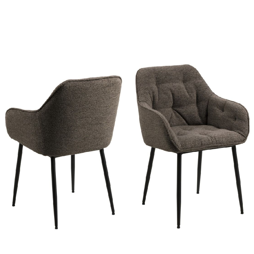 bethel taupe fabric dining chairs with arms in pair