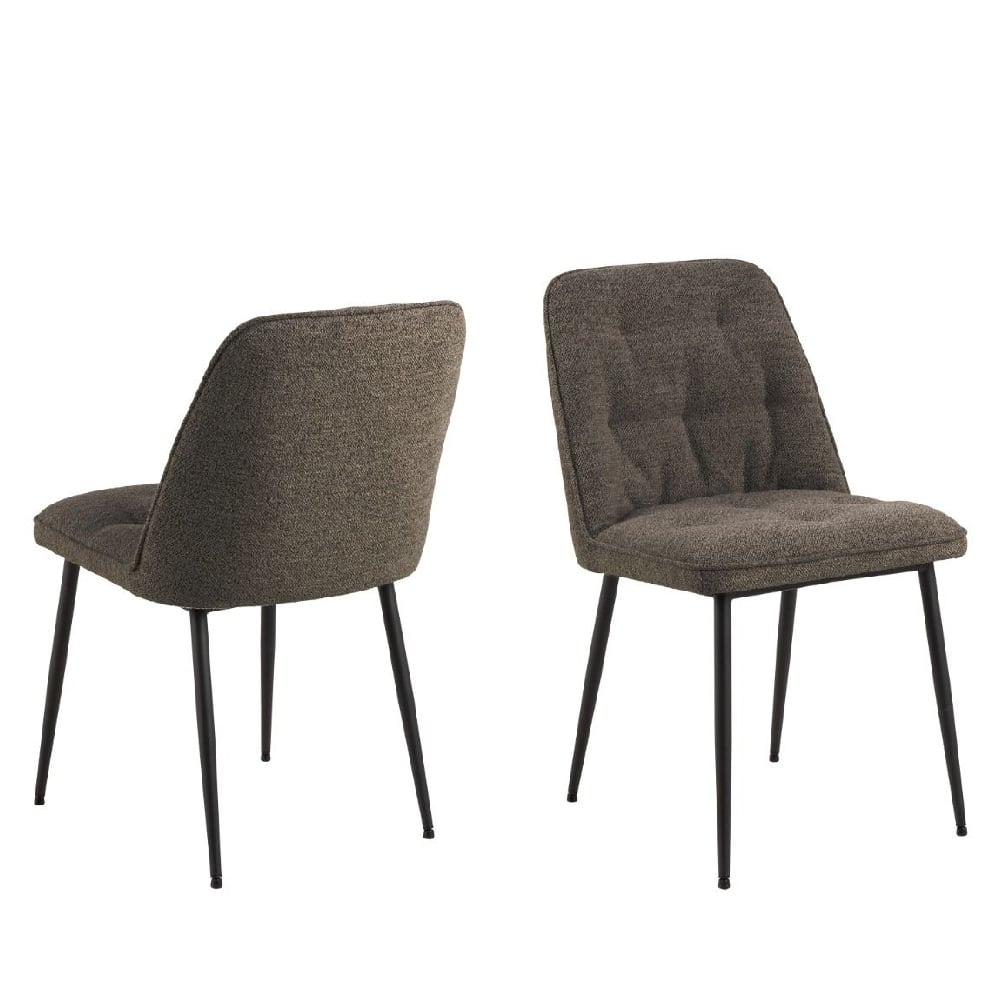 bethel taupe fabric dining chairs with black legs in pair