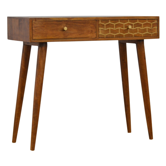 Bethel Wooden Gold Art Pattern Console Table In Chestnut | Furniture in ...