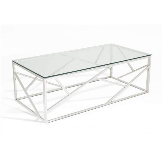 Product photograph of Betty Glass Coffee Table With Polished Stainless Steel Base from Furniture in Fashion