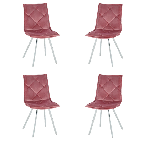 Photo of Beyya set of 4 velvet fabric dining chairs in pink