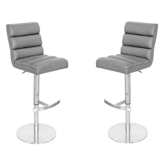 View Bianca grey leather bar stool in pair