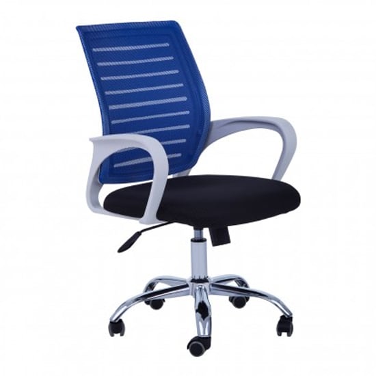 Photo of Bicot home and office chair in blue and white armrests