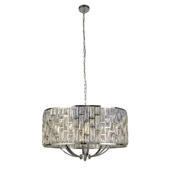 Photo of Bijou wall hung 8 pendant light in chrome with crystal glass