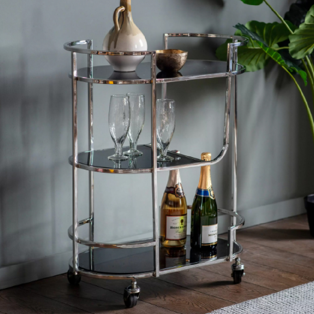 Read more about Billingham glass drinks serving trolley in black and silver