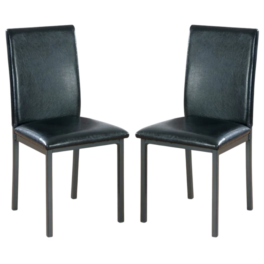 billings black faux leather dining chairs in pair