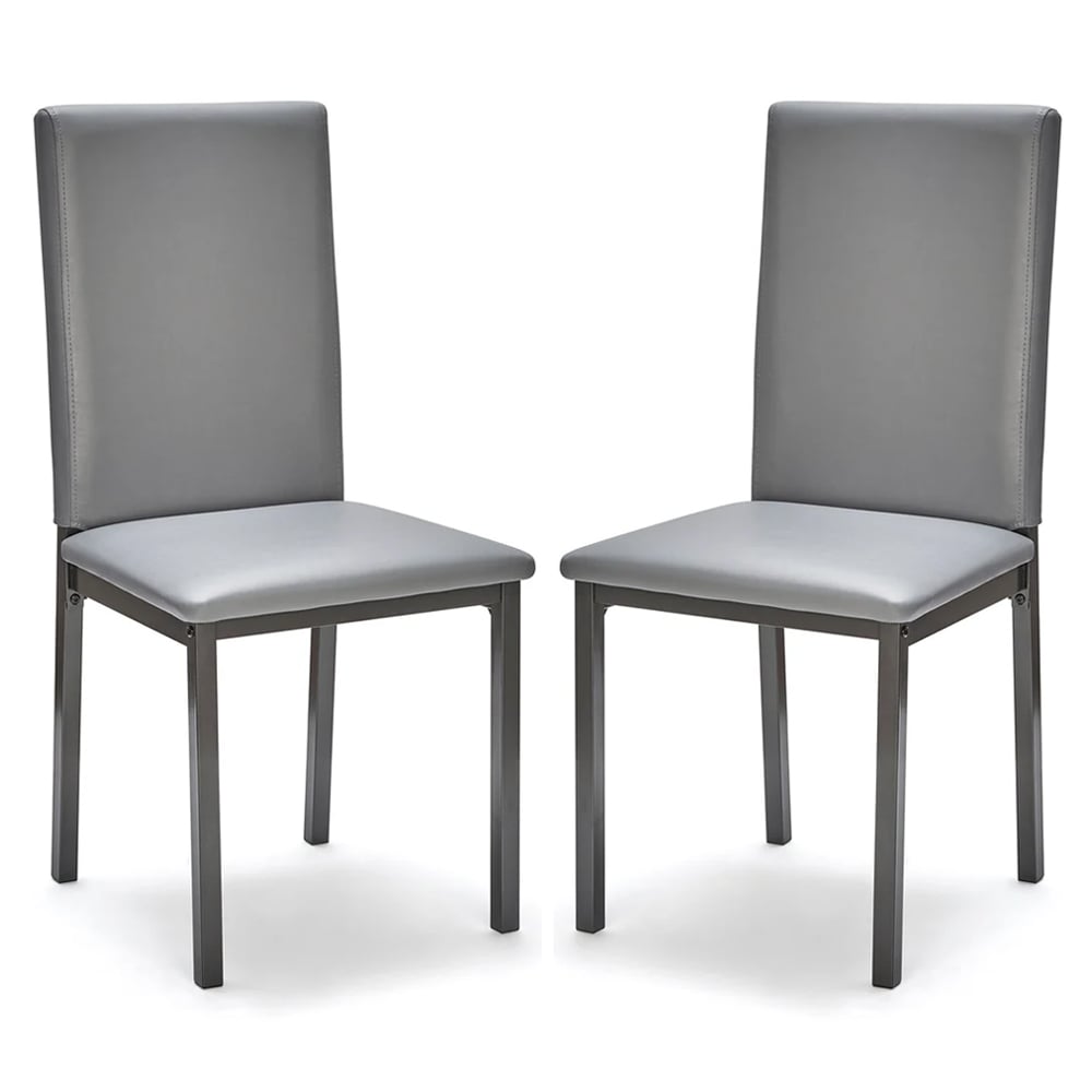 billings grey faux leather dining chairs in pair