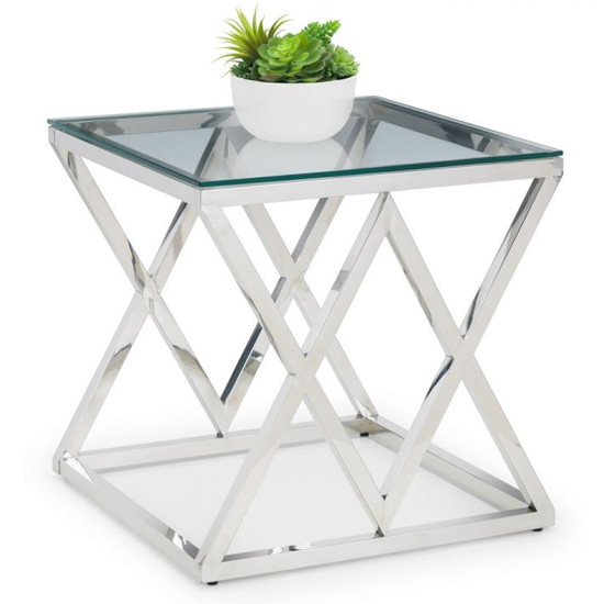 Photo of Balesego clear glass top lamp table with chrome base