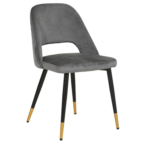 Product photograph of Biretta Velvet Dining Chair With Metal Frame In Grey from Furniture in Fashion