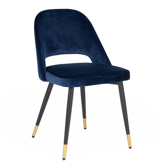 Product photograph of Biretta Velvet Dining Chair With Metal Frame In Mustard from Furniture in Fashion