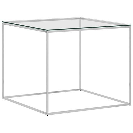 Read more about Birger square clear glass coffee table with silver frame