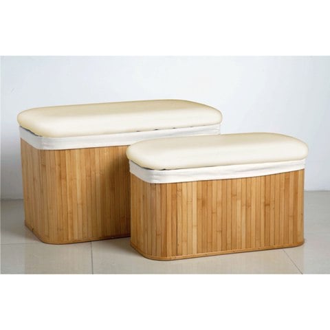 Photo of Garland bamboo set of 2 storage bench in natural
