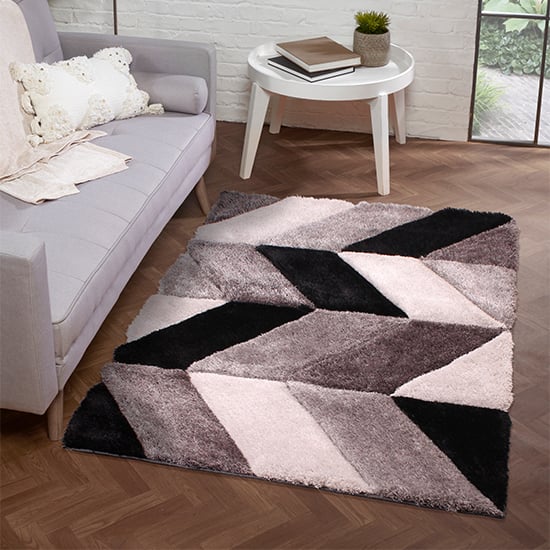 Photo of Blazon polyester 120x170cm 3d carved rug in grey