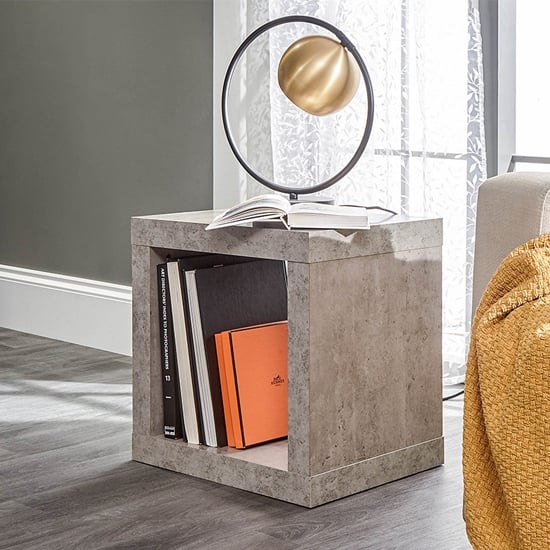 Read more about Baginton wooden cube side table in concrete effect