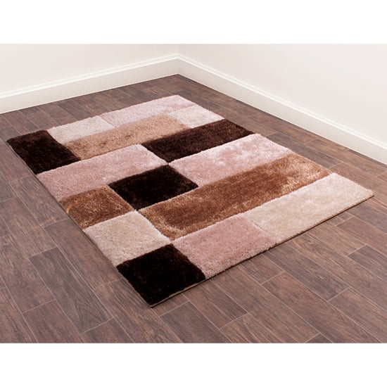 Photo of Blocks polyester 80x150cm 3d carved rug in natural