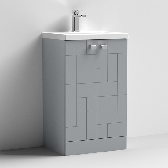 Photo of Bloke 50cm 2 doors vanity with mid edged basin in satin grey