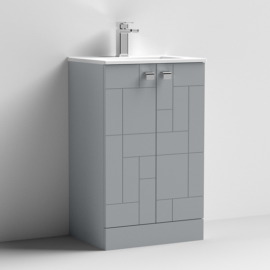 Photo of Bloke 50cm 2 doors vanity with minimalist basin in satin grey