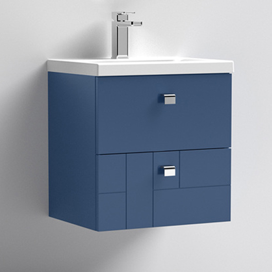 Bloke 50cm Wall Vanity With Mid Edged Basin In Satin Blue