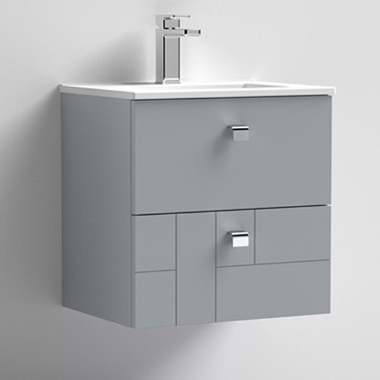 Product photograph of Bloke 50cm Wall Vanity With Minimalist Basin In Satin Grey from Furniture in Fashion