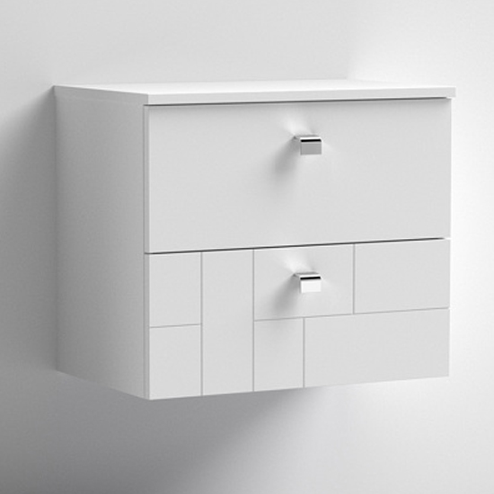 Product photograph of Bloke 60cm Wall Hung Vanity With Worktop In Satin White from Furniture in Fashion