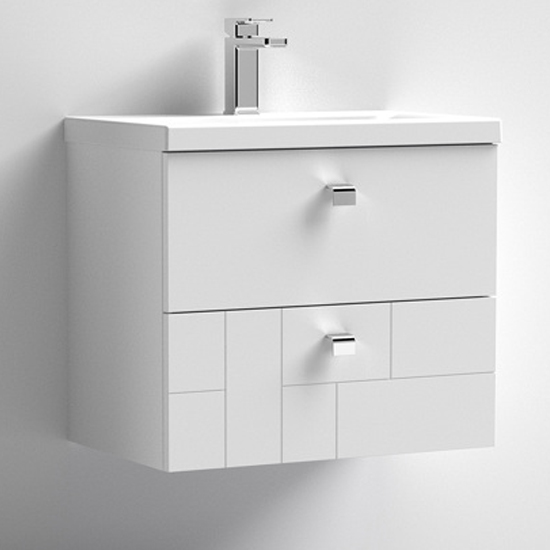 Photo of Bloke 60cm wall vanity with mid edged basin in satin white