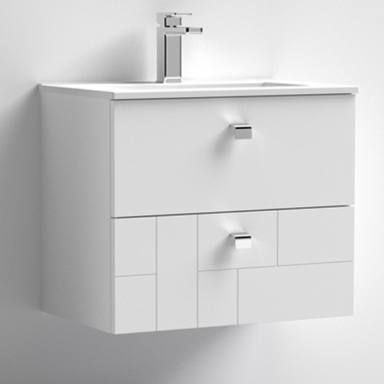 Photo of Bloke 60cm wall vanity with minimalist basin in satin white