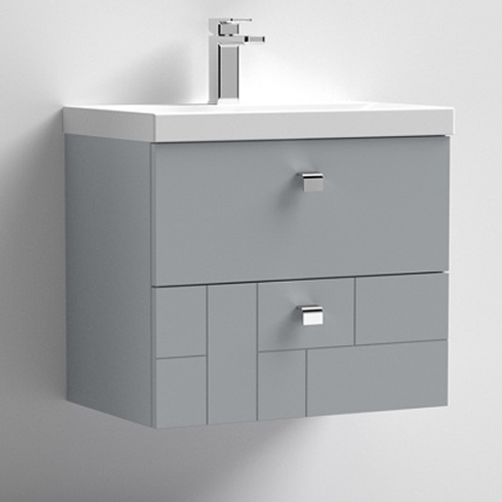 Product photograph of Bloke 60cm Wall Vanity With Thin Edged Basin In Satin Grey from Furniture in Fashion