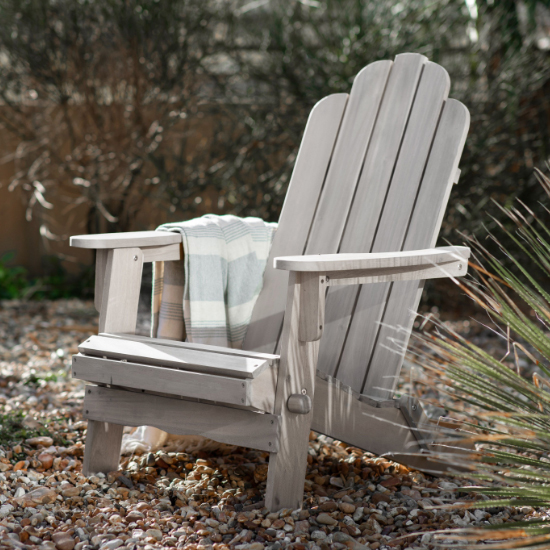 Photo of Bognor outdoor wooden lounge armchair in whitewash