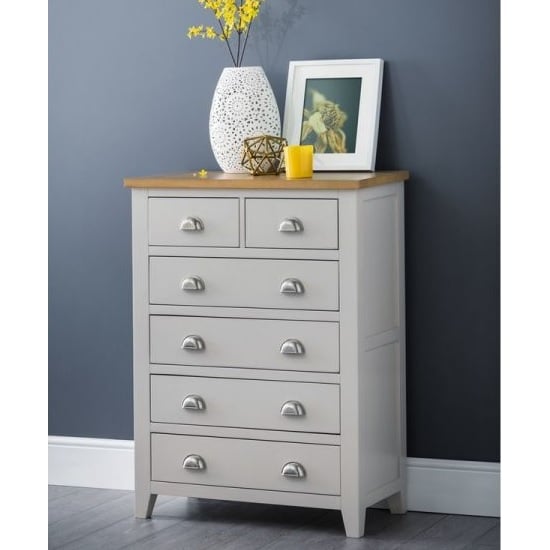 Product photograph of Raisie Wooden Chest Of Drawers In Grey With 6 Drawers from Furniture in Fashion