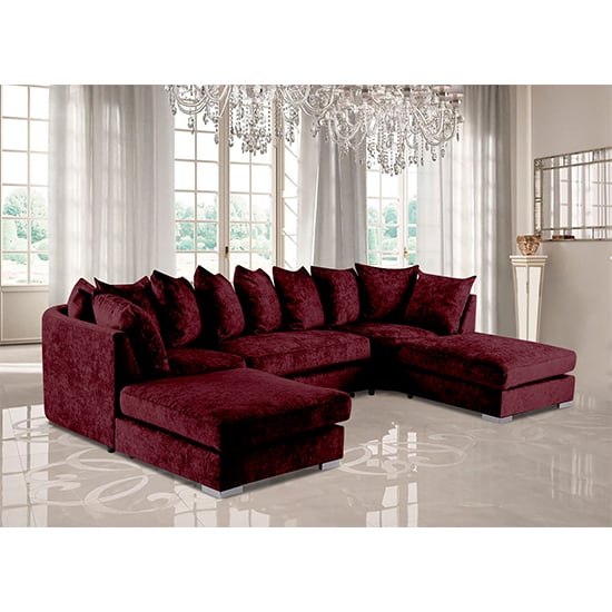 Read more about Boise u-shape chenille fabric corner sofa in mulberry