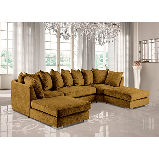 Read more about Boise u-shape chenille fabric corner sofa in mustard