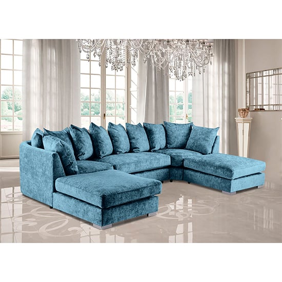 Read more about Boise u-shape chenille fabric corner sofa in teal