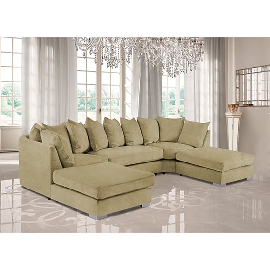 Photo of Boise u-shape plush velvet corner sofa in saffron